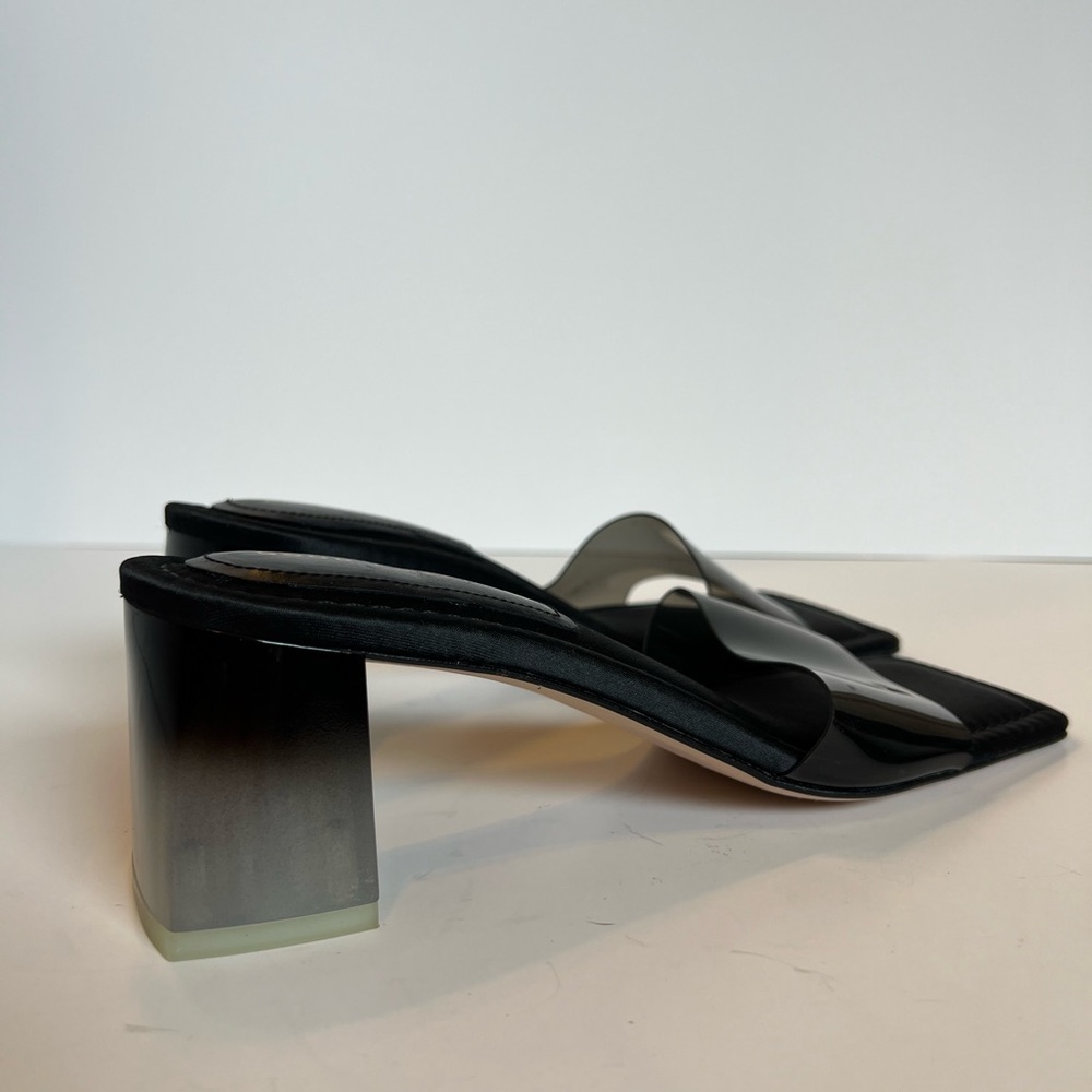 Good American Black Block Heel Square Toe Mule Slide Sandals Size8 - Picture 6 of 10